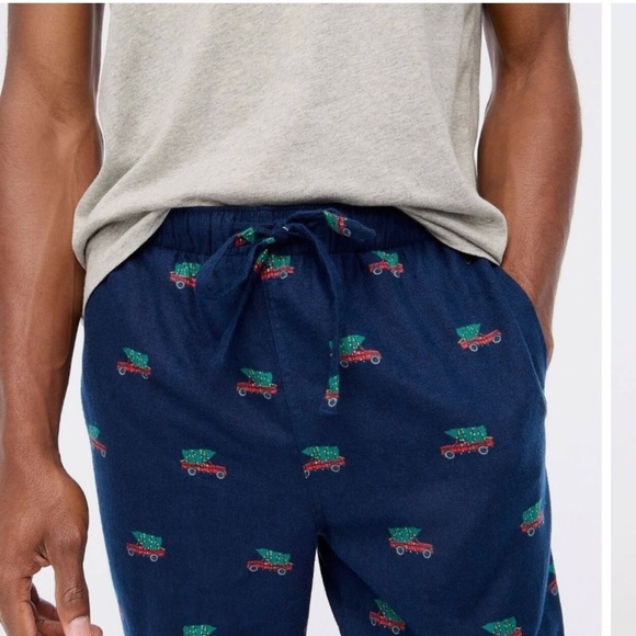 J. Crew Christmas pajama pants tree on wagon graphic - Picture 1 of 8